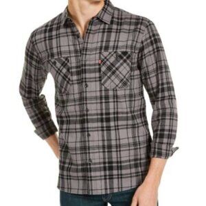 Levi's Men's Castle Gray Plaid Flannel Shirt L NWT
